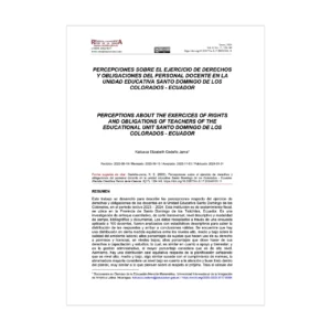 Percepciones sobre el ejercicio de derechos y obligaciones del personal docente en la Unidad Educativa Santo Domingo de los Colorados - Ecuador