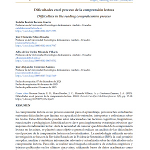 Dificultades en el proceso de la comprensión lectora