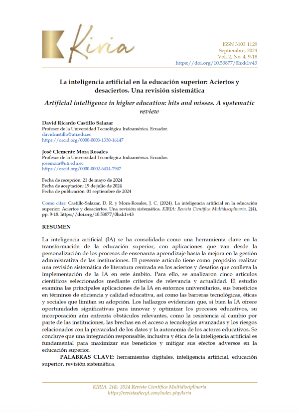 La inteligencia artificial en la educación superior: Aciertos y desaciertos. Una revisión sistemática