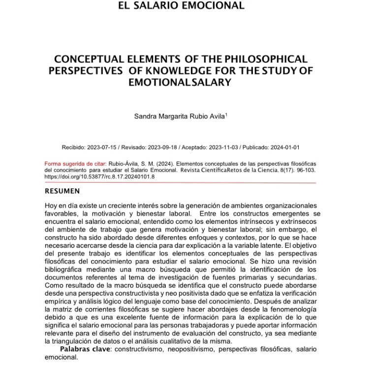 Elementos conceptuales de las perspectivas filosóficas del conocimiento para estudiar el salario emocional