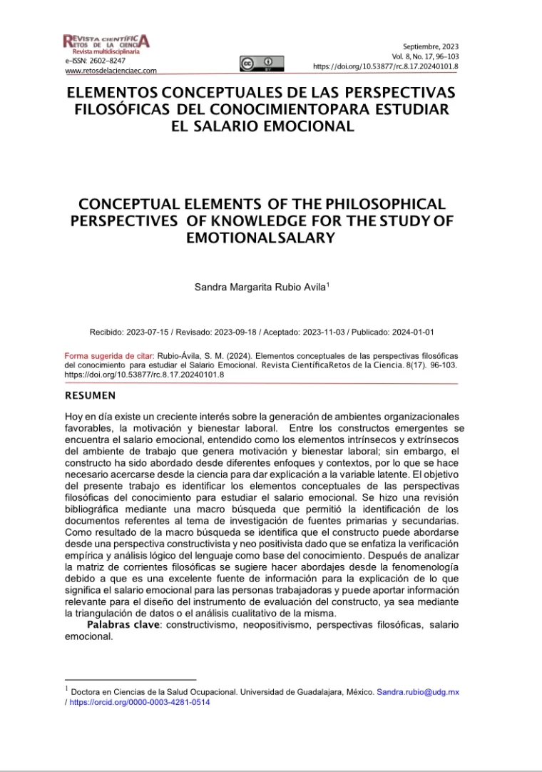 Elementos conceptuales de las perspectivas filosóficas del conocimiento para estudiar el salario emocional