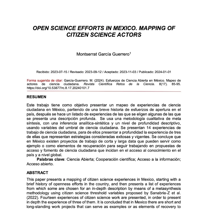 Esfuerzos de ciencia abierta en México. Mapeo de actores de ciencia ciudadana