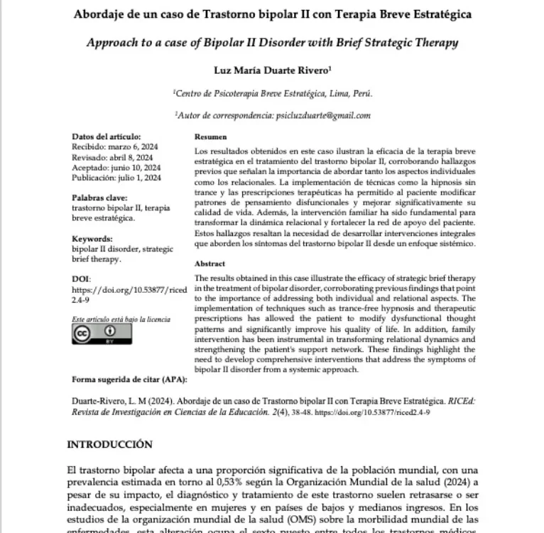 Abordaje de un caso de Trastorno bipolar II con Terapia Breve Estratégica