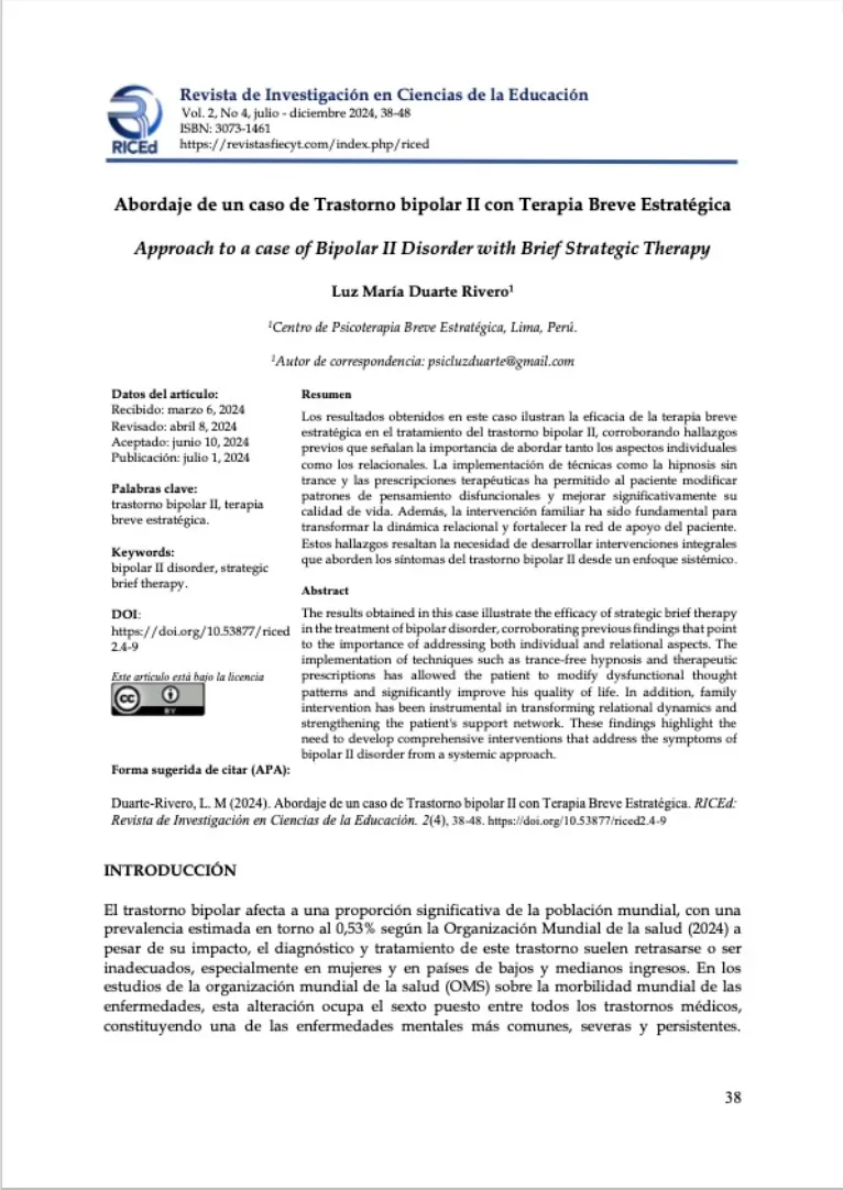 Abordaje de un caso de Trastorno bipolar II con Terapia Breve Estratégica