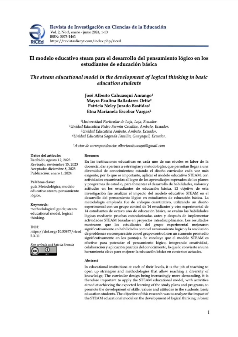 El modelo educativo steam para el desarrollo del pensamiento lógico en los estudiantes de educación básica