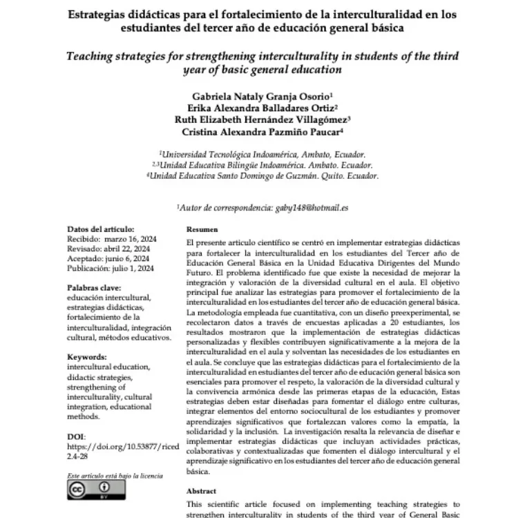 Estrategias didácticas para el fortalecimiento de la interculturalidad en los estudiantes del tercer año de educación general básica