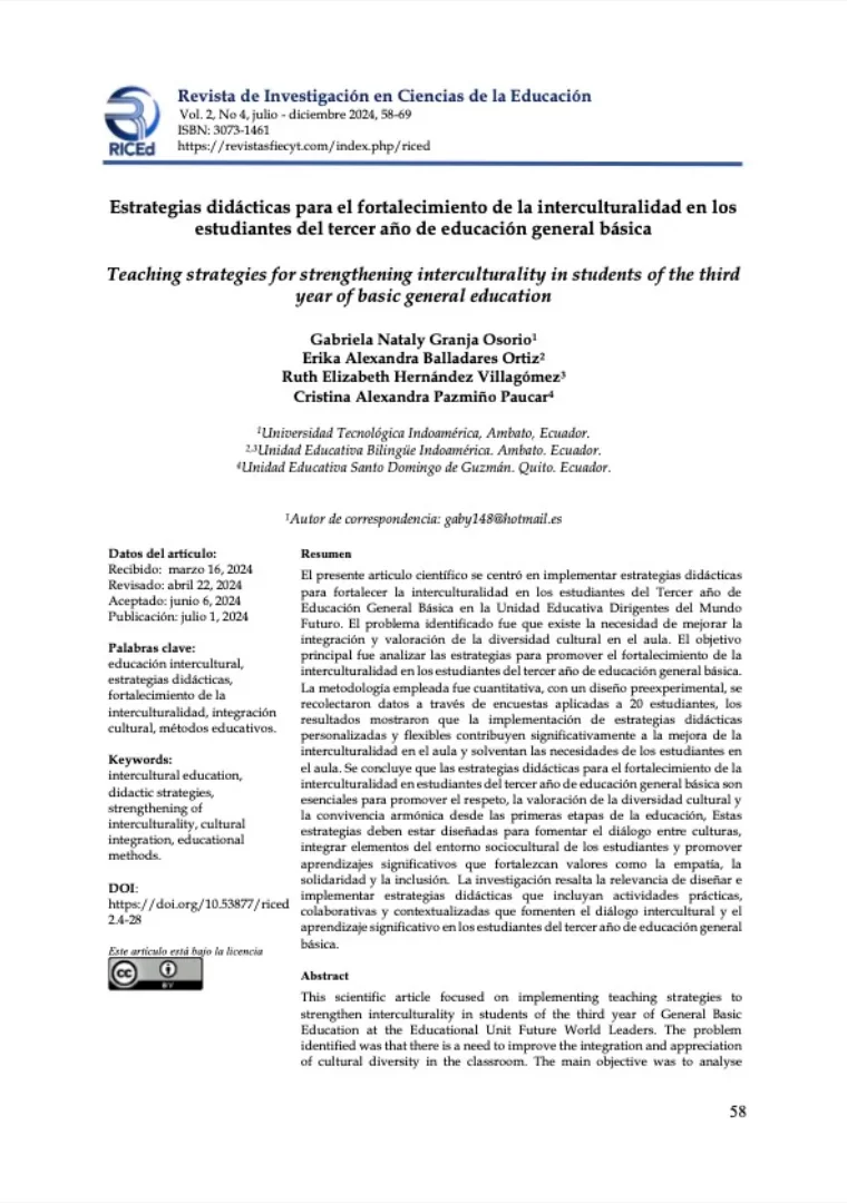 Estrategias didácticas para el fortalecimiento de la interculturalidad en los estudiantes del tercer año de educación general básica