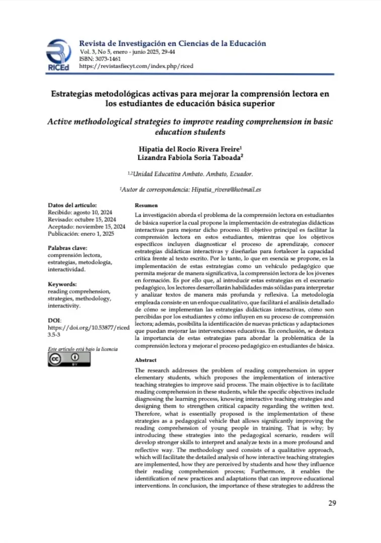 Estrategias metodológicas activas para mejorar la comprensión lectora en los estudiantes de educación básica superior