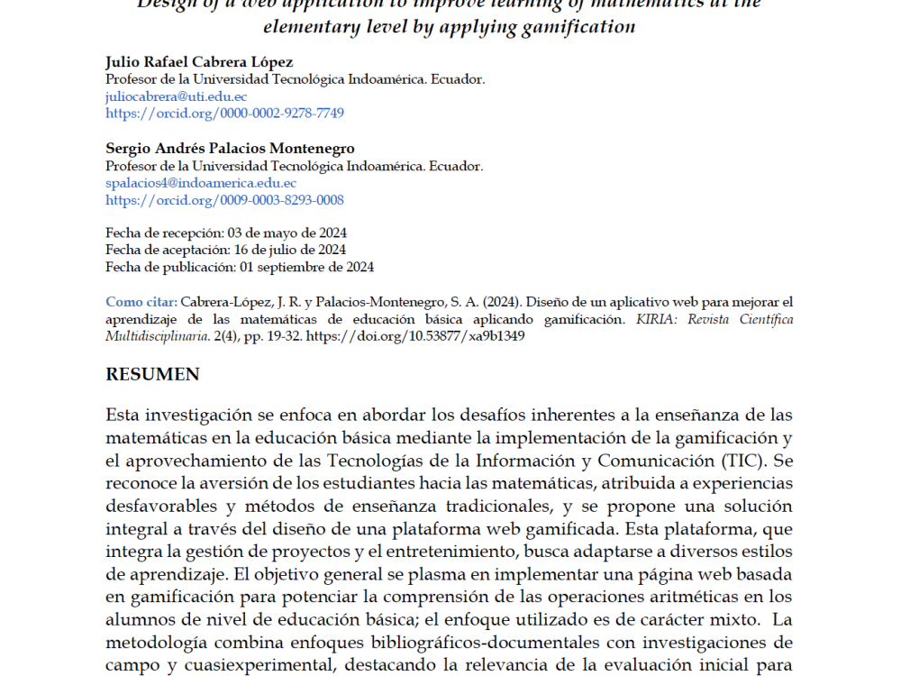 Diseño de un aplicativo web para mejorar el aprendizaje de las matemáticas de educación básica aplicando gamificación