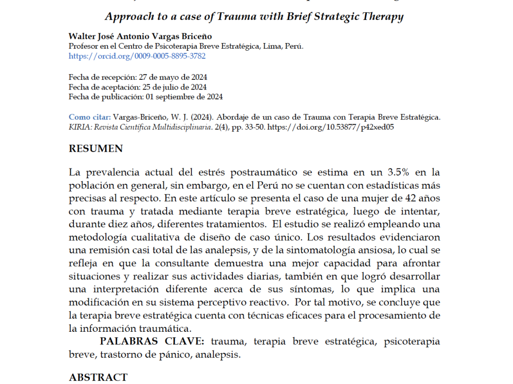 Abordaje de un caso de Trauma con Terapia Breve Estratégica