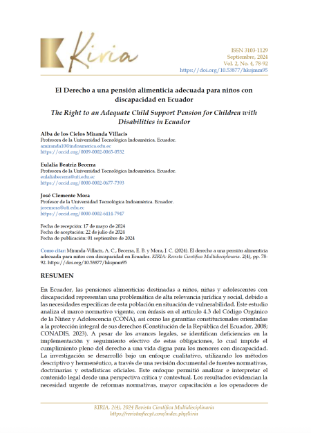 El Derecho a una pensión alimenticia adecuada para niños con discapacidad en Ecuador