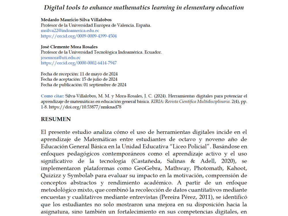 Herramientas digitales para potenciar el aprendizaje de matemáticas en educación general básica