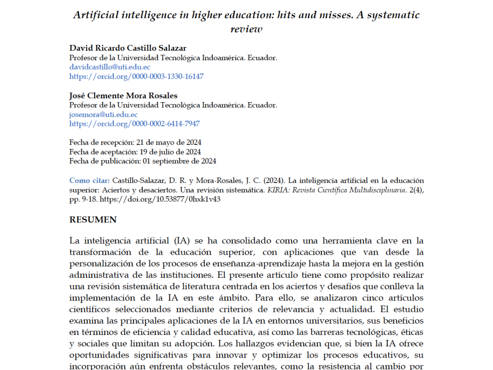 La inteligencia artificial en la educación superior: Aciertos y desaciertos. Una revisión sistemática